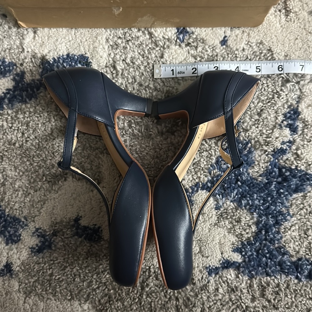 NWB Moommo Blue Navy Heels Women’s Size 6 - Picture 2 of 4
